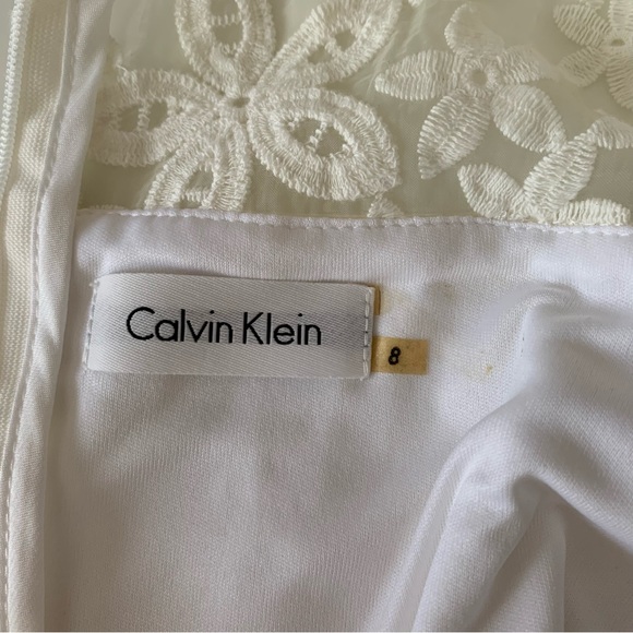 Calvin Klein floral organza lace shift dress ivory size 8 - Picture 4 of 9